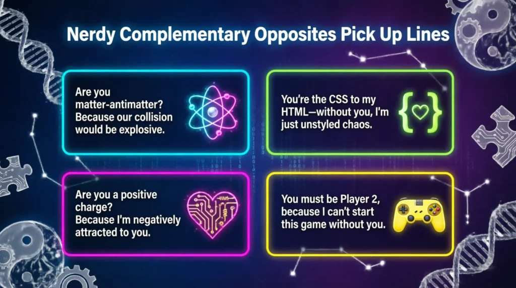 Nerdy Complementary Opposites Pairs Pick Up Lines