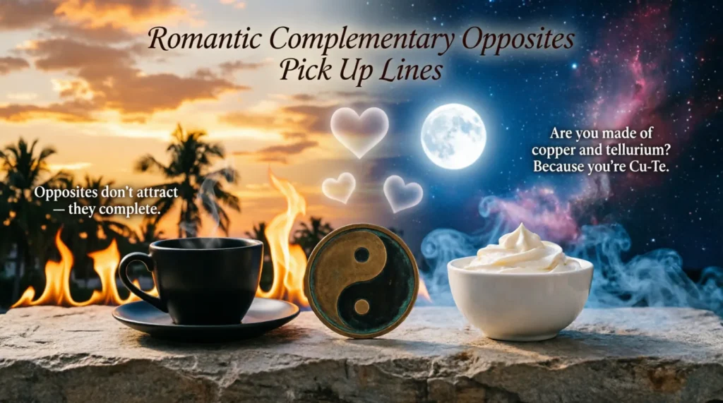 Romantic Complementary Opposites Pairs Pick Up Lines